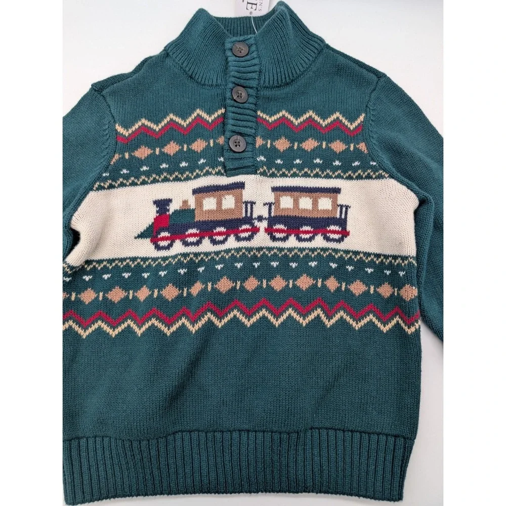 The Children's Place Toddler Boy Navy Blue Knit Train Sweater Size 3T NWT New
